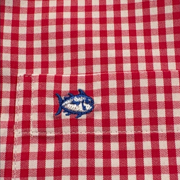 Southern Tide Boys Red Gingham Kids Button Down Shirt sz 8-10 - Picture 5 of 7